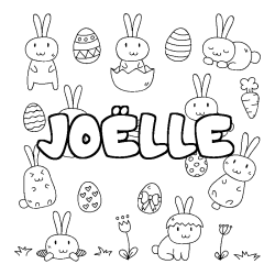 Coloring page first name JOËLLE - Easter background