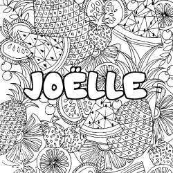 Coloring page first name JOËLLE - Fruits mandala background