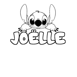 Coloring page first name JOËLLE - Stitch background