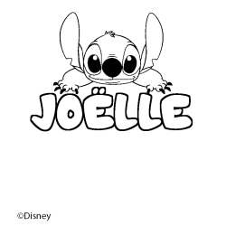 Coloring page first name JOËLLE - Stitch background