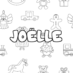 Coloring page first name JOËLLE - Toys background