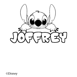 Coloring page first name JOFFREY - Stitch background