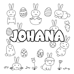 Coloring page first name JOHANA - Easter background