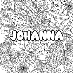 Coloring page first name JOHANNA - Fruits mandala background