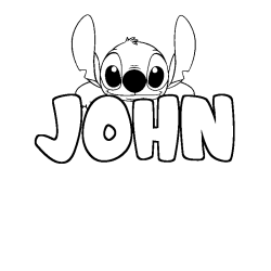 Coloring page first name JOHN - Stitch background