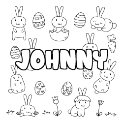 Coloring page first name JOHNNY - Easter background