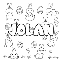 Coloring page first name JOLAN - Easter background