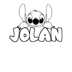 Coloring page first name JOLAN - Stitch background