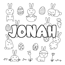 Coloring page first name JONAH - Easter background
