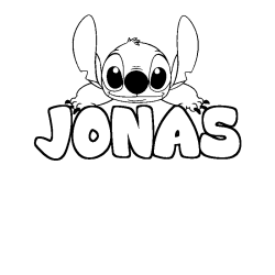 Coloring page first name JONAS - Stitch background