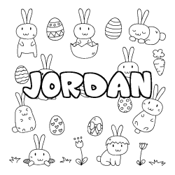 Coloring page first name JORDAN - Easter background