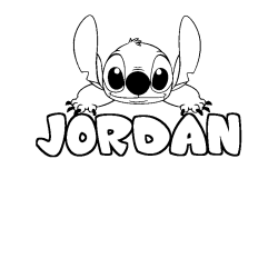 Coloring page first name JORDAN - Stitch background