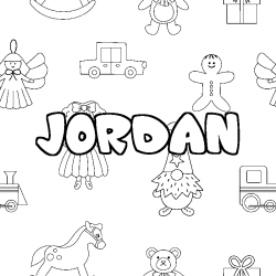 Coloring page first name JORDAN - Toys background