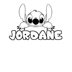 Coloring page first name JORDANE - Stitch background