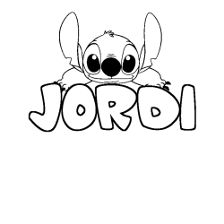 Coloring page first name JORDI - Stitch background