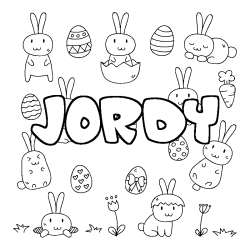 Coloring page first name JORDY - Easter background