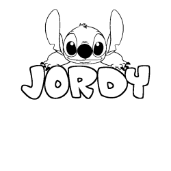 Coloring page first name JORDY - Stitch background