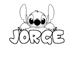 Coloring page first name JORGE - Stitch background