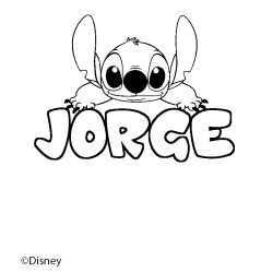 Coloring page first name JORGE - Stitch background