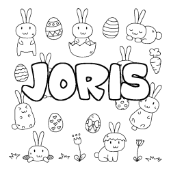 Coloring page first name JORIS - Easter background