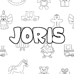 Coloring page first name JORIS - Toys background