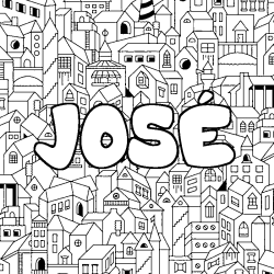 Coloring page first name JOSÉ - City background