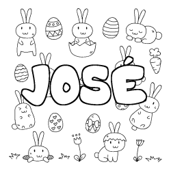Coloring page first name JOSÉ - Easter background