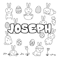 Coloring page first name JOSEPH - Easter background