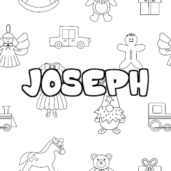 Coloring page first name JOSEPH - Toys background