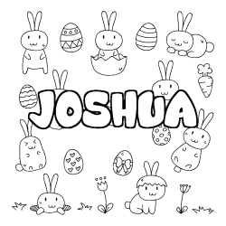 Coloring page first name JOSHUA - Easter background