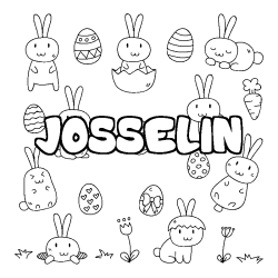 Coloring page first name JOSSELIN - Easter background