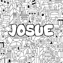 Coloring page first name JOSUE - City background