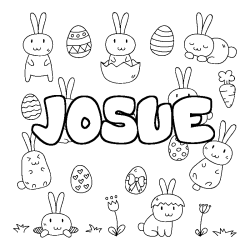 Coloring page first name JOSUE - Easter background