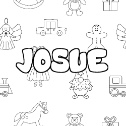 Coloring page first name JOSUE - Toys background