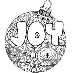 Coloring page first name JOY - Christmas tree bulb background