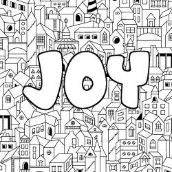 Coloring page first name JOY - City background