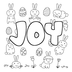 Coloring page first name JOY - Easter background