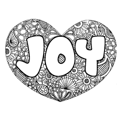 Coloring page first name JOY - Heart mandala background