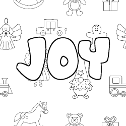 Coloring page first name JOY - Toys background