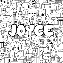 Coloring page first name JOYCE - City background