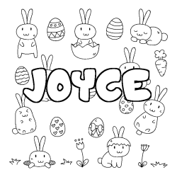 Coloring page first name JOYCE - Easter background
