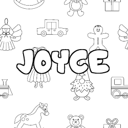 Coloring page first name JOYCE - Toys background