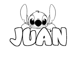 Coloring page first name JUAN - Stitch background