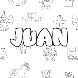 Coloring page first name JUAN - Toys background