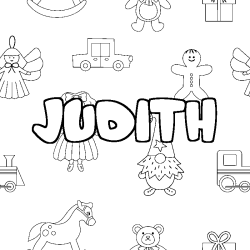 Coloring page first name JUDITH - Toys background