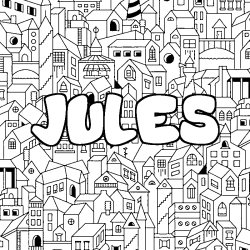 Coloring page first name JULES - City background