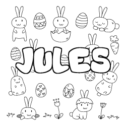 Coloring page first name JULES - Easter background