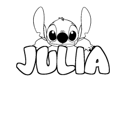 Coloring page first name JULIA - Stitch background