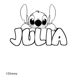 Coloring page first name JULIA - Stitch background