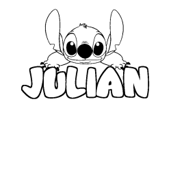 Coloring page first name JULIAN - Stitch background